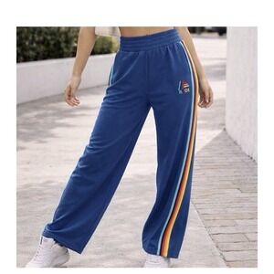 NWT ALDI Gear 2025 Ladies Small Wide Leg Blue Sweatpants Jogger Tencel Rainbow